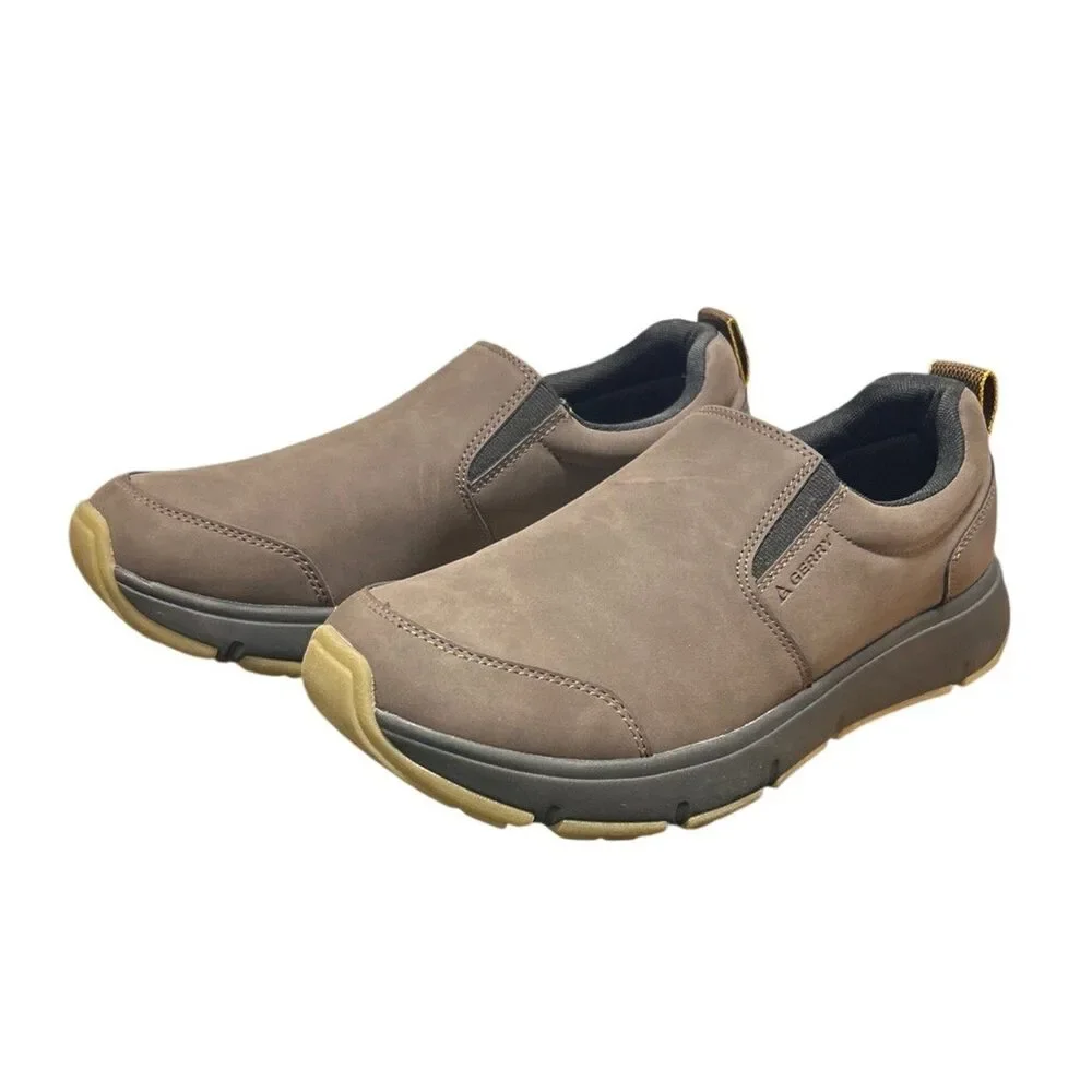 New In Box Gerry Men Size 11 Brown Faux Leather Slide On Moc II Sneakers Shoes